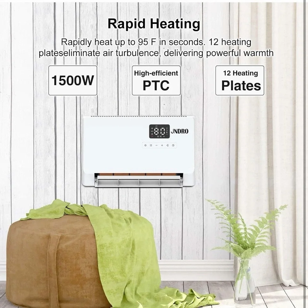 Wall-Mounted Space Heater with ECO Thermostat‎ and Remote Control LED Display